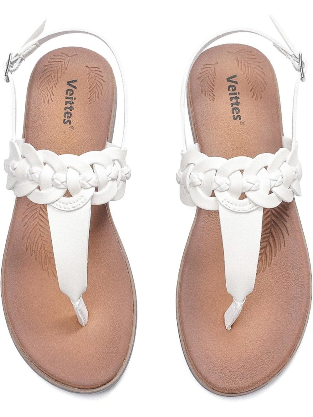 Women's Casual Flat Slide Sandals White Comfortable Slip-On with Ankle Strap